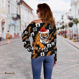 Wests Christmas Women's Off Shoulder Sweater Tigers Fancy