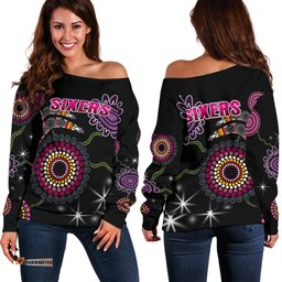 Sydney Women's Off Shoulder Sweater Sixers Indigenous Black