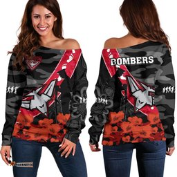 Essendon Football ANZAC Off Shoulder Sweater Bombers Aboriginal Mix Poppy Camouflage