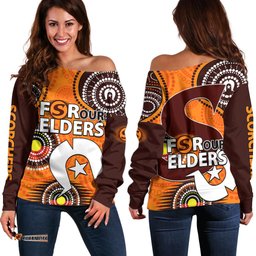 Scorchers BBL Off Shoulder Sweater Aboriginal NAIDOC For Our Elders
