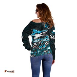 NRL Cronulla Sutherland Sharks Rugby Sharkies 1963 Aboriginal Off Shoulder Sweater