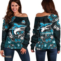 NRL Cronulla Sutherland Sharks Rugby Sharkies 1963 Aboriginal Off Shoulder Sweater