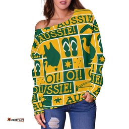 Off Shoulder Sweater Kangaroo Sweater Aussie Symbol