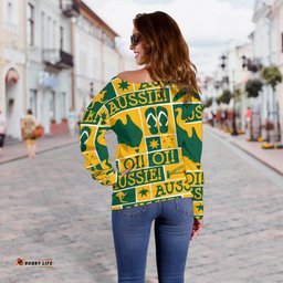Off Shoulder Sweater Kangaroo Sweater Aussie Symbol