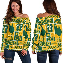 Off Shoulder Sweater Kangaroo Sweater Aussie Symbol