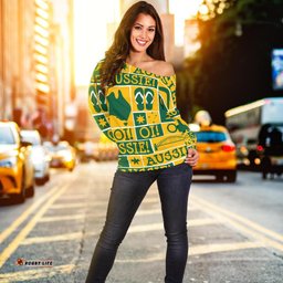 Off Shoulder Sweater Kangaroo Sweater Aussie Symbol