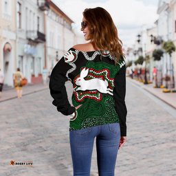 Rabbitohs Women's Off Shoulder Sweater Aboriginal 2
