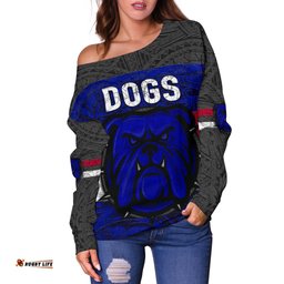 Western Women's Off Shoulder Sweater Dogs Unique Vibes