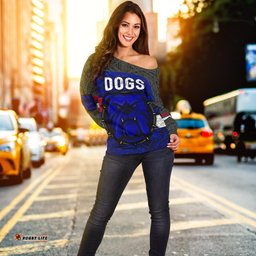 Western Women's Off Shoulder Sweater Dogs Unique Vibes