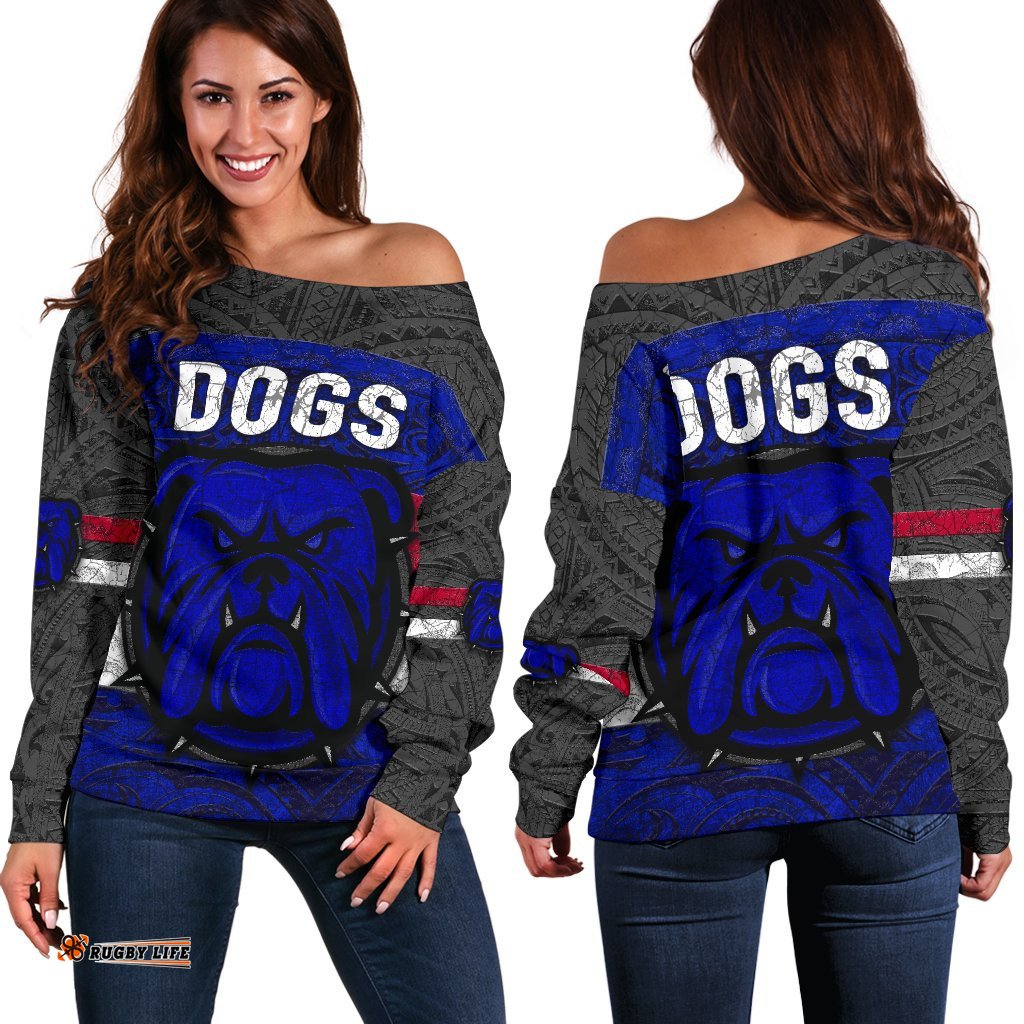 Western Women's Off Shoulder Sweater Dogs Unique Vibes