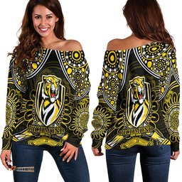 Richmond Tigers Football Women Off Shoulder Sweater Boomerang Indigenous Dots