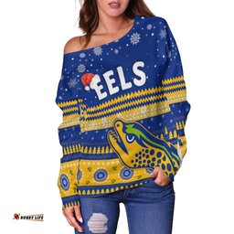 Eels Unique Off Shoulder Sweater Merry Christmas Parramatta