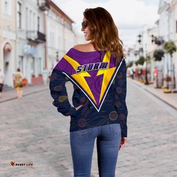 Melbourne Storm Women Off Shoulder Sweater Indigenous Artsy Style