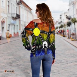 Naidoc Week Off Shoulder Sweater , Aboriginal Geometric Style