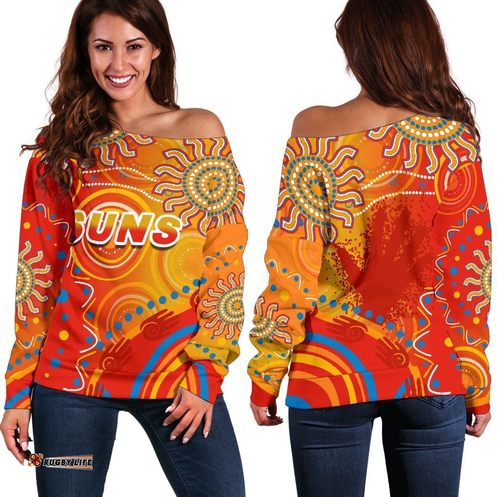 Suns Off Shoulder Sweater Sun Indigenous Gold Coast