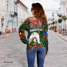 Naidoc Rabbitohs Women Off Shoulder Sweater Torres Strait Islander