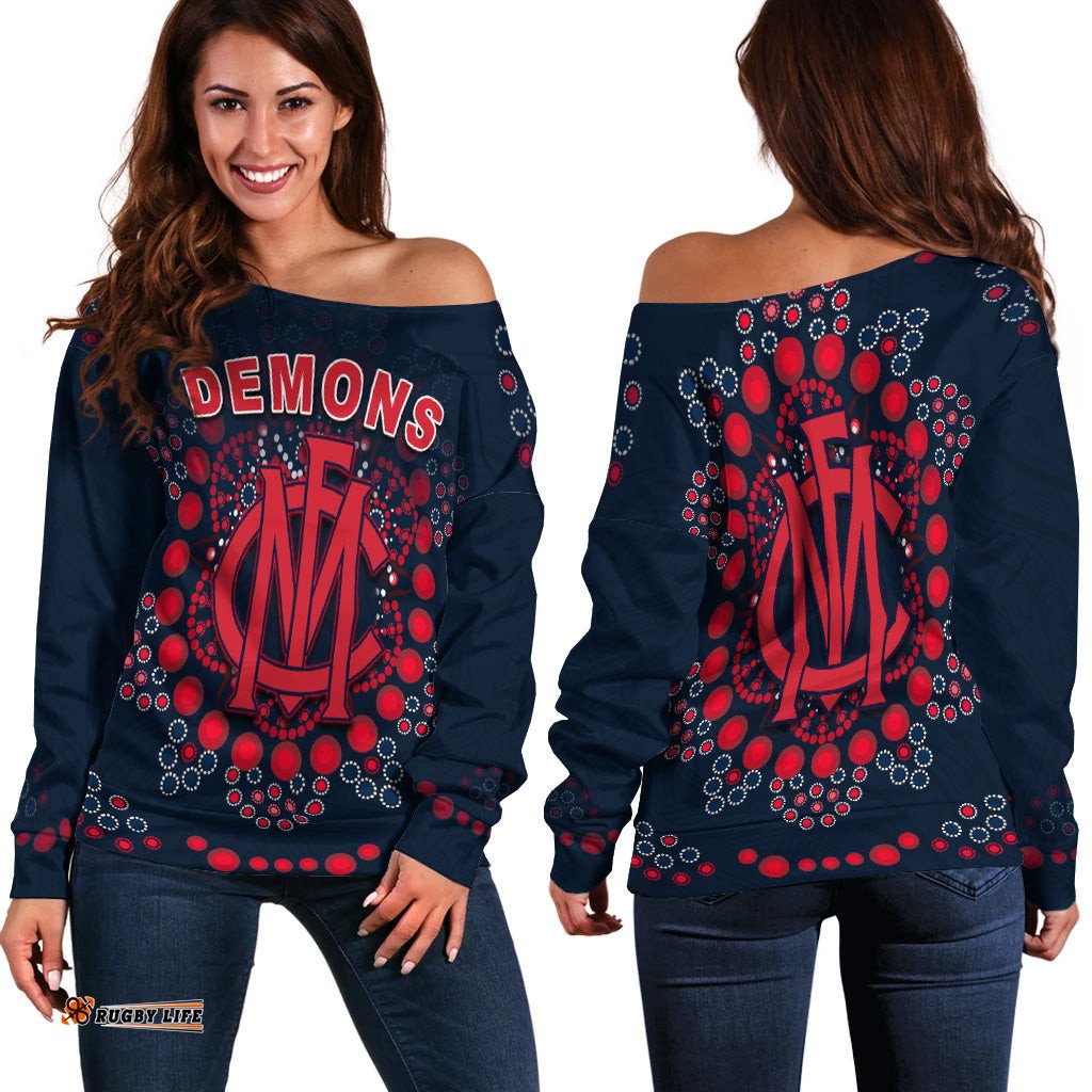 Demons Football Off Shoulder Sweater Melbourne Indigenous