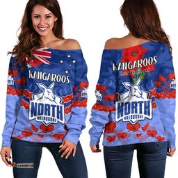 Kangaroos Football ANZAC Women Off Shoulder Sweater Lest We Forget