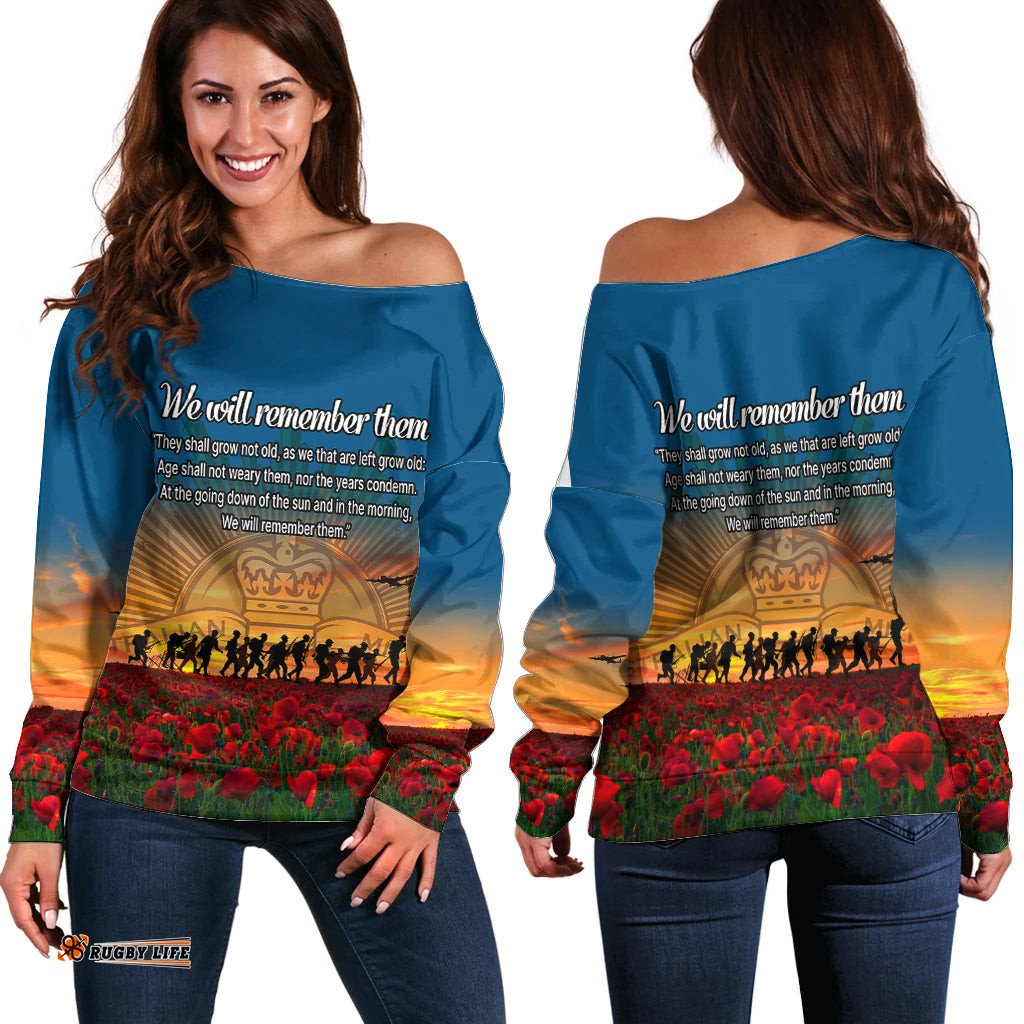 Remembrance Day Off Shoulder Sweater We will Remember Them 01