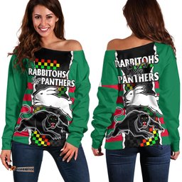 NRL Combine Rabbitohs and Panthers Off Shoulder Sweater 09