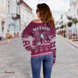 Sea Eagles Off Shoulder Sweater Christmas Manly Warringah