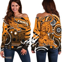 Tigers Women's Off Shoulder Sweater Wests Indigenous 09