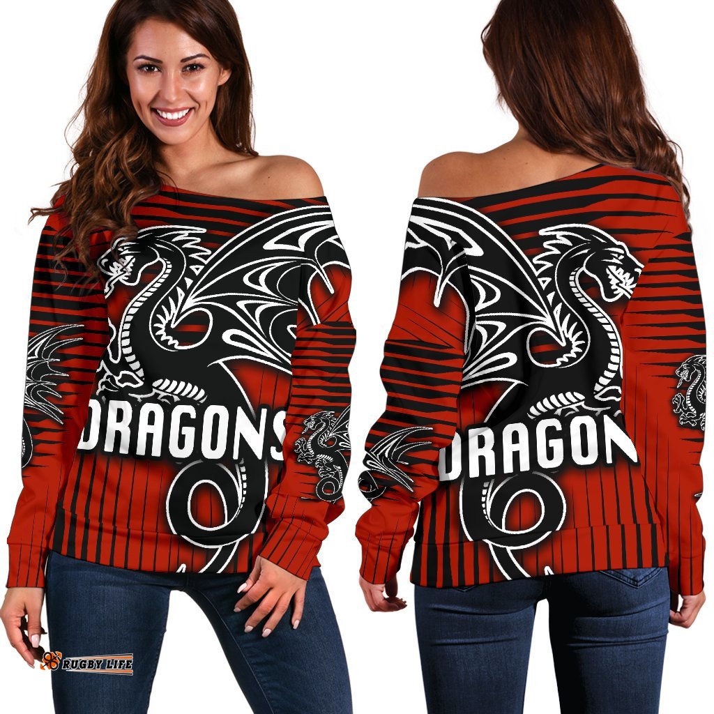 St. George Dragons Women Off Shoulder Sweater Unique