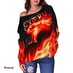 Wales Off Shoulder Sweater Cymru Flame