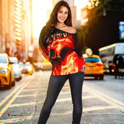 Wales Off Shoulder Sweater Cymru Flame