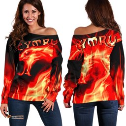 Wales Off Shoulder Sweater Cymru Flame