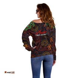 Aboriginal Christmas Off Shoulder Sweater Aussie Koala Christmas Tree with Aboriginal Inspired