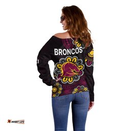 NRL Brisbane Broncos Rugby 1987 Aboriginal Off Shoulder Sweater