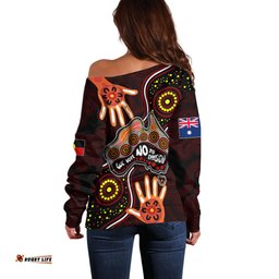 Australia Indigenous Off Shoulder Sweater We Vote NO To Division Aboriginal Map 03