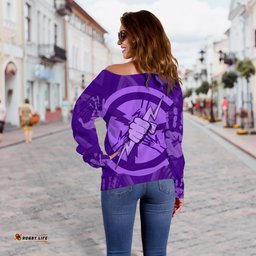 Melbourne All Over Women Off Shoulder Sweater Storm