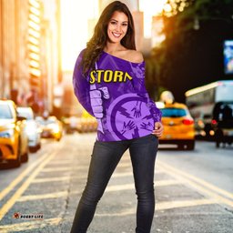 Melbourne All Over Women Off Shoulder Sweater Storm