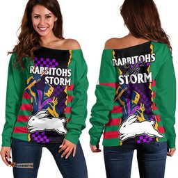 NRL Combine Rabbitohs and Storm Off Shoulder Sweater 01