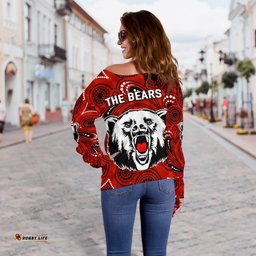 North Sydney Women's Off Shoulder Sweater The Bears Indigenous 08
