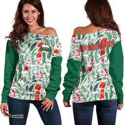 Rabbitohs Poppy Flowers Field Women Off Shoulder Sweater
