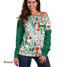 Rabbitohs Poppy Flowers Field Women Off Shoulder Sweater