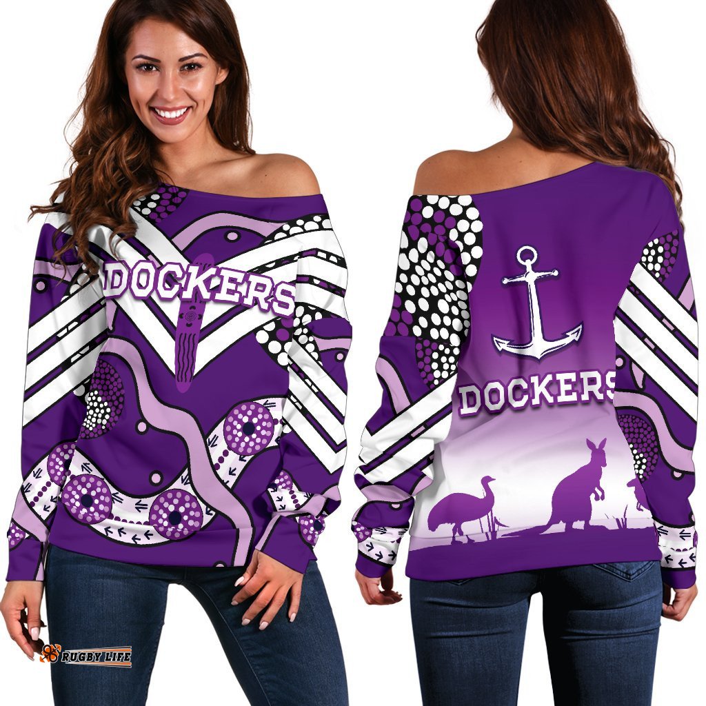 Dockers Off Shoulder Sweater Indigenous Fremantle Freo