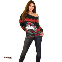 ANZAC NRL Rabbitohs Rugby Off Shoulder Sweater The Bunnies 1908 Poppy Flowers Mixed Aboriginal