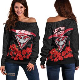 Essendon Bombers Anzac Day Women Off Shoulder Sweater Indigenous Art
