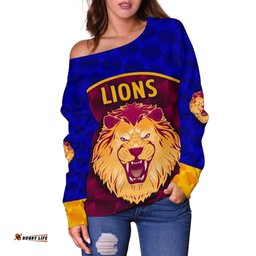 Brisbane Lions Women Off Shoulder Sweater Powerful