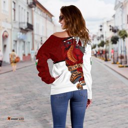 Wales Off Shoulder Sweater Dragon Proud To Be Welsh 01