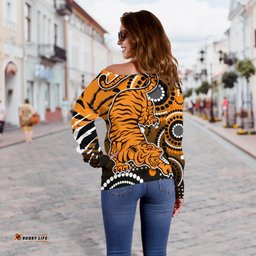 Tigers Women's Off Shoulder Sweater Wests Indigenous 08