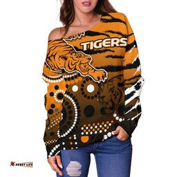 Tigers Women's Off Shoulder Sweater Wests Indigenous 08