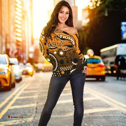 Tigers Women's Off Shoulder Sweater Wests Indigenous 08