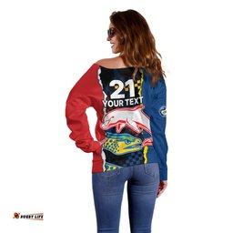 Custom Text And Number NRL Combine Dolphins and Parra Eels Off Shoulder Sweater Simple Style