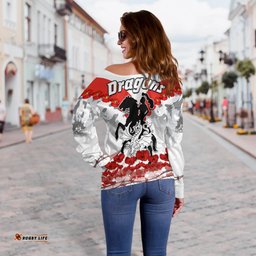 Custom Personalised Dragons Anzac Women Off Shoulder Sweater We Will Remember Them