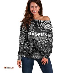 Personalised Magpies NAIDOC Week 2024 Off Shoulder Sweater Aussie Aboriginal Art
